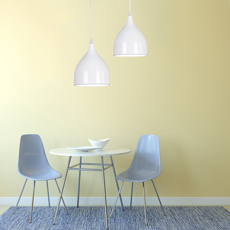 Modern Metal Dome Pendant Ceiling Light - 6.5"/10"/12" Wide - 1 Light - Black/White/Red Suspended