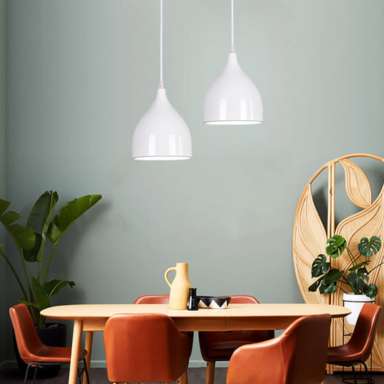 Modern Metal Dome Pendant Ceiling Light - 6.5/10/12 Width 1 Black/White/Red Suspension