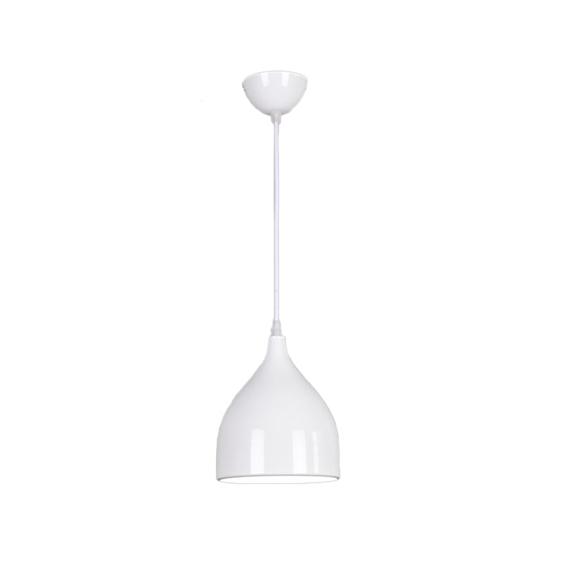 Modern Metal Dome Pendant Ceiling Light - 6.5"/10"/12" Wide - 1 Light - Black/White/Red Suspended