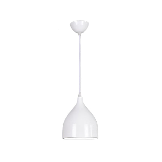 Modern Metal Dome Pendant Ceiling Light - 6.5"/10"/12" Wide - 1 Light - Black/White/Red Suspended