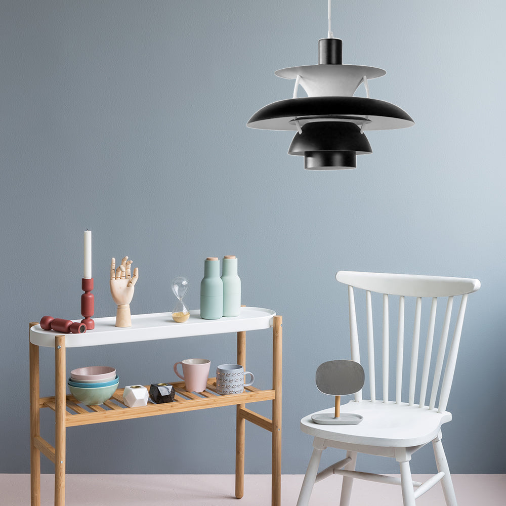 Macaron Style Aluminum Pendant Light with Flared Shade - 3 Layers, 1 Light, Black/Gray, 12"/16" Wide