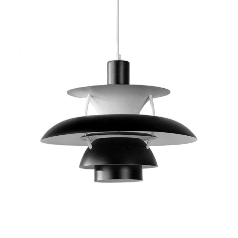 Macaron Style 3-Layer Pendant Light With Flared Shade - Aluminum 1 Black/Gray