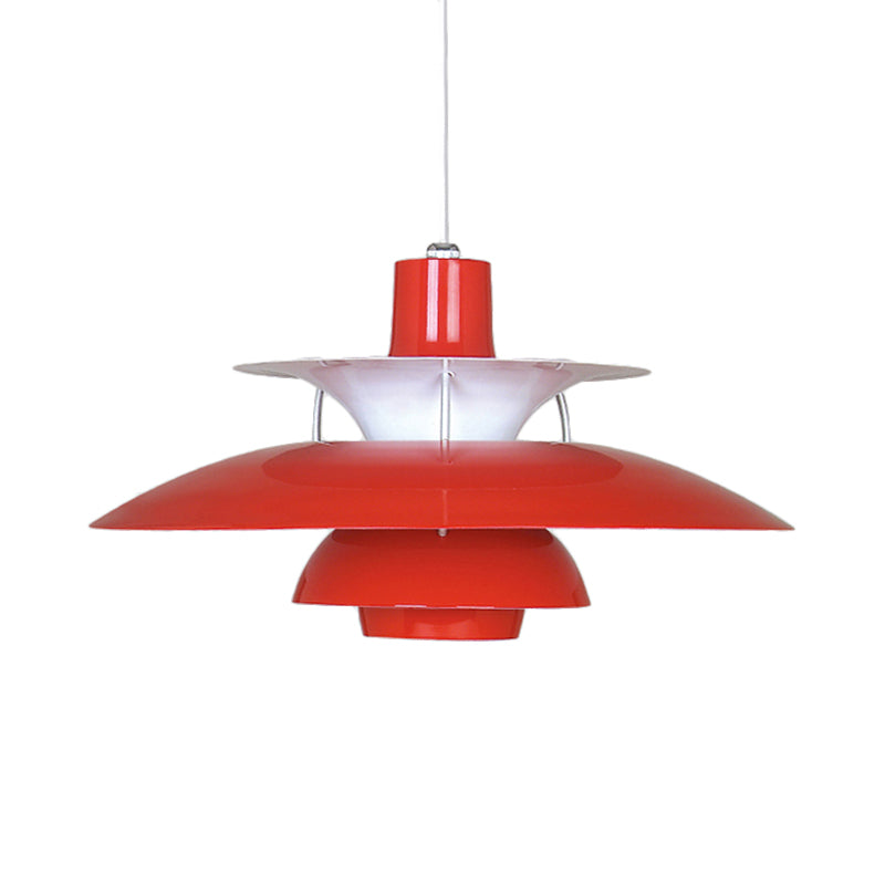 Macaron Style Aluminum Pendant Light with Flared Shade - 3 Layers, 1 Light, Black/Gray, 12"/16" Wide