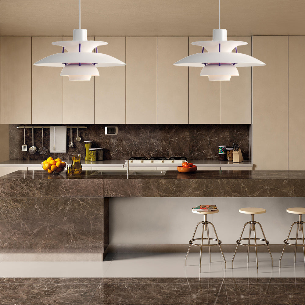 Macaron Style 3-Layer Pendant Light With Flared Shade - Aluminum 1 Black/Gray