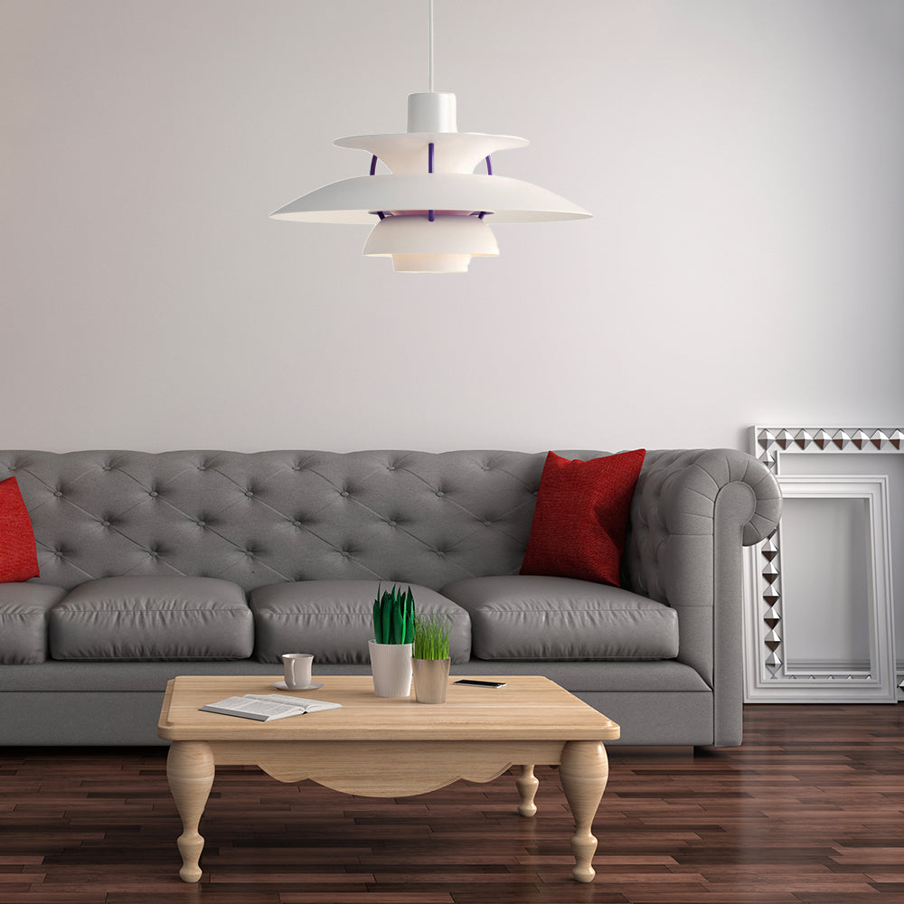 Macaron Style Aluminum Pendant Light with Flared Shade - 3 Layers, 1 Light, Black/Gray, 12"/16" Wide