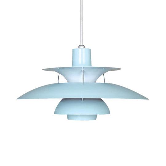 Macaron Style Aluminum Pendant Light with Flared Shade - 3 Layers, 1 Light, Black/Gray, 12"/16" Wide