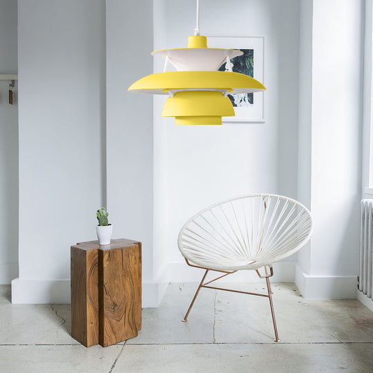 Macaron Style Aluminum Pendant Light with Flared Shade - 3 Layers, 1 Light, Black/Gray, 12"/16" Wide