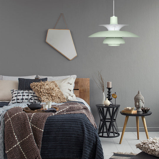 Macaron Style 3-Layer Pendant Light With Flared Shade - Aluminum 1 Black/Gray