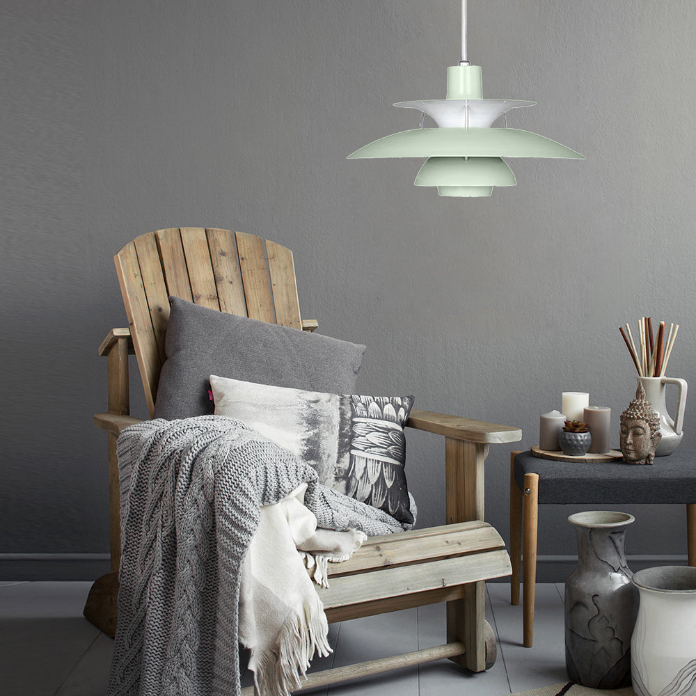 Macaron Style Aluminum Pendant Light with Flared Shade - 3 Layers, 1 Light, Black/Gray, 12"/16" Wide