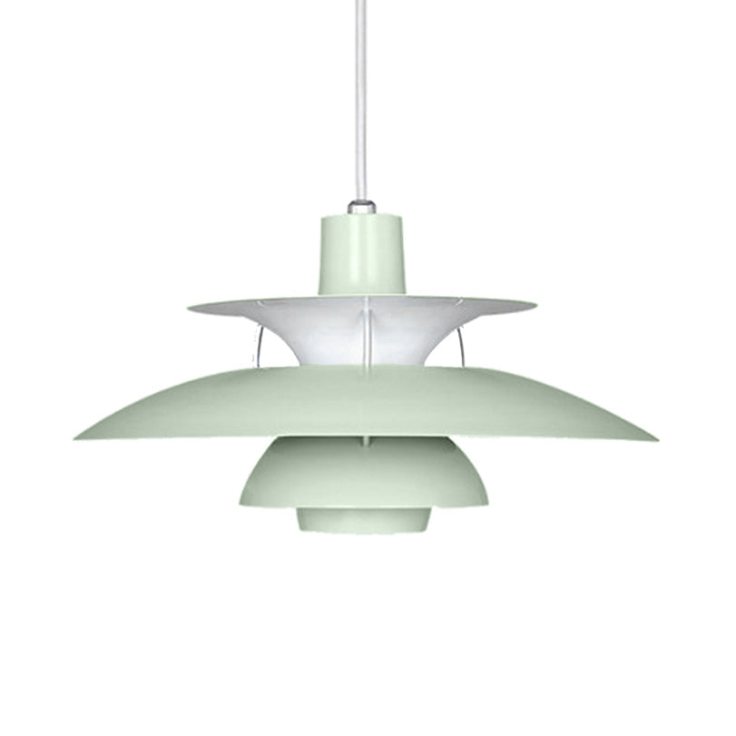 Macaron Style Aluminum Pendant Light with Flared Shade - 3 Layers, 1 Light, Black/Gray, 12"/16" Wide