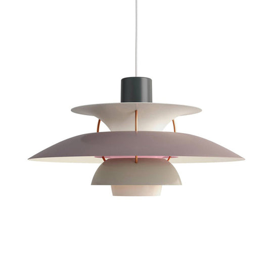 Macaron Style Aluminum Pendant Light with Flared Shade - 3 Layers, 1 Light, Black/Gray, 12"/16" Wide