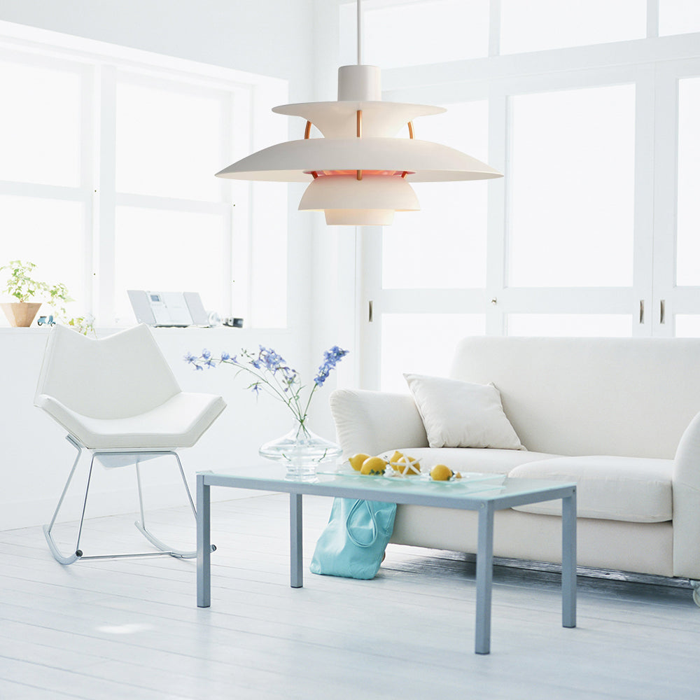 Macaron Style Aluminum Pendant Light with Flared Shade - 3 Layers, 1 Light, Black/Gray, 12"/16" Wide