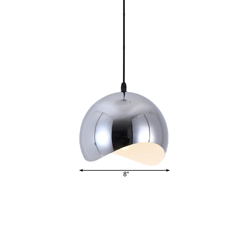 Modern Black/Chrome Kitchen Pendant Light Fixture With Waveforms Dome Metal Shade Hanging Lamp 8/12