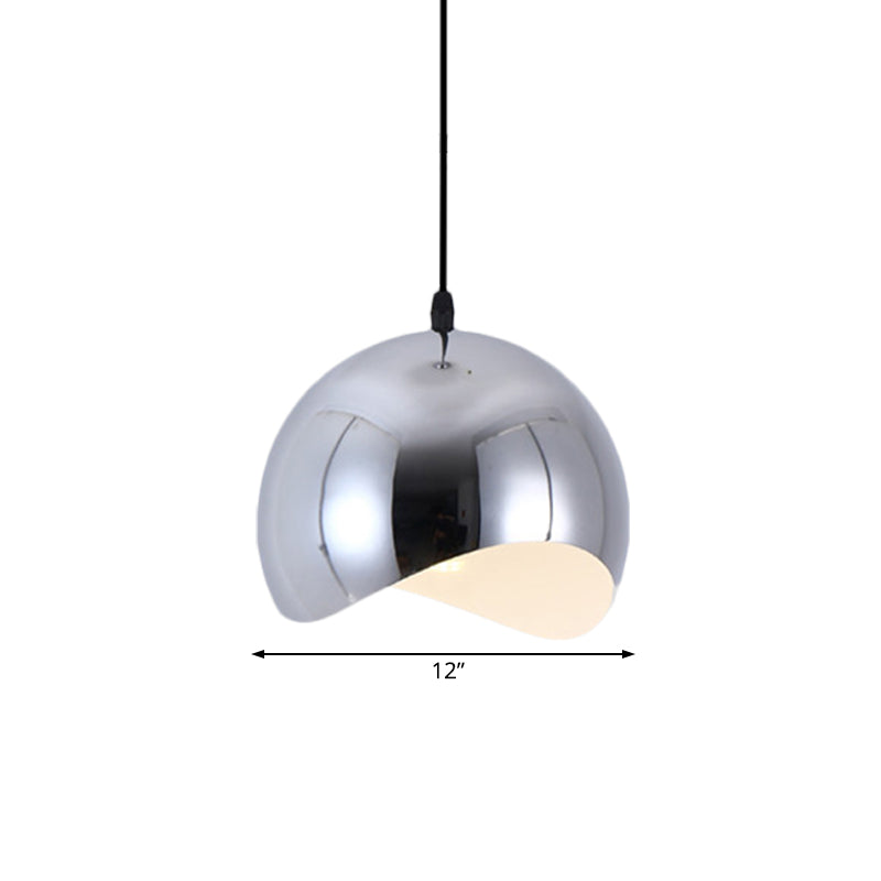 Modern Black/Chrome Kitchen Pendant Light Fixture With Waveforms Dome Metal Shade Hanging Lamp 8/12