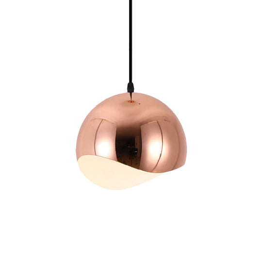Modern Kitchen Pendant Light with Waveforms Dome Shade in Black/Chrome, 8"/12" Width