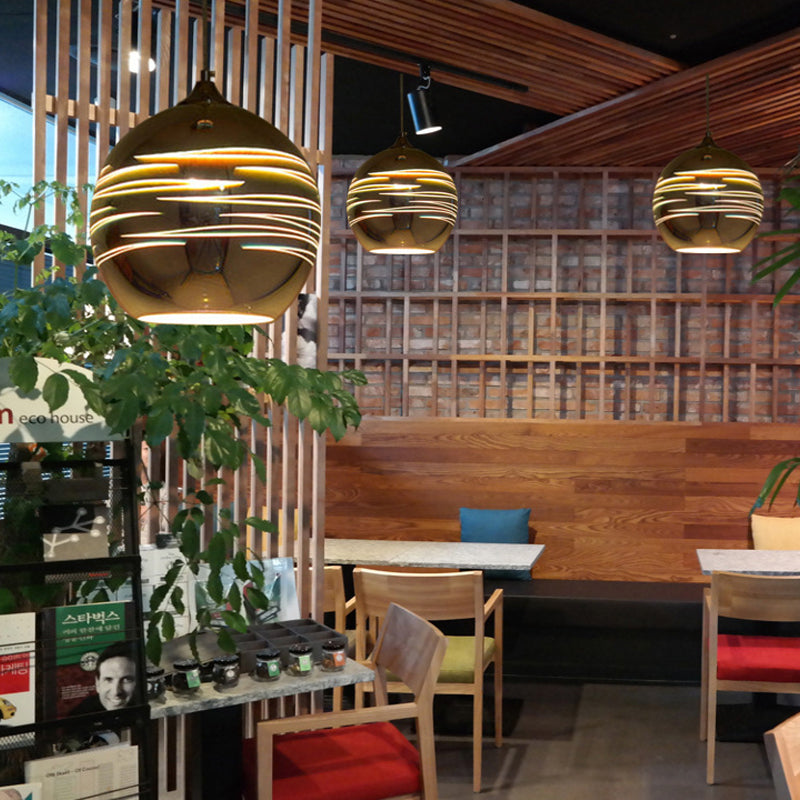 Contemporary 3-D Glass Pendant Lamp - Chrome/Gold 1 Light Multiple Width Options