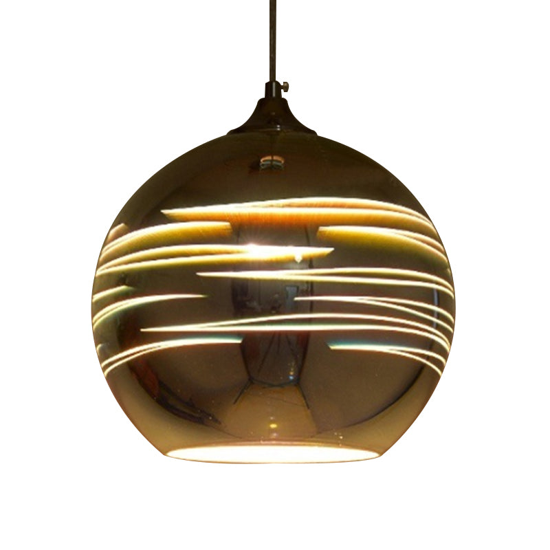 Contemporary Globe 3-D Glass Pendant Lamp - Chrome/Gold - 1 Light - Wide (6"/8"/10")