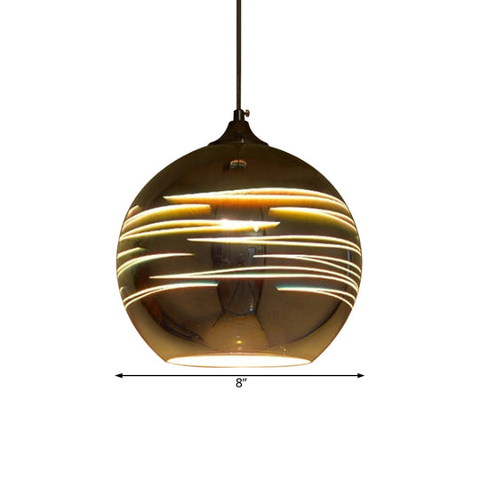 Contemporary 3-D Glass Pendant Lamp - Chrome/Gold 1 Light Multiple Width Options