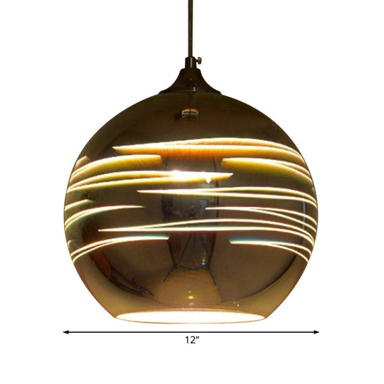 Contemporary 3-D Glass Pendant Lamp - Chrome/Gold 1 Light Multiple Width Options