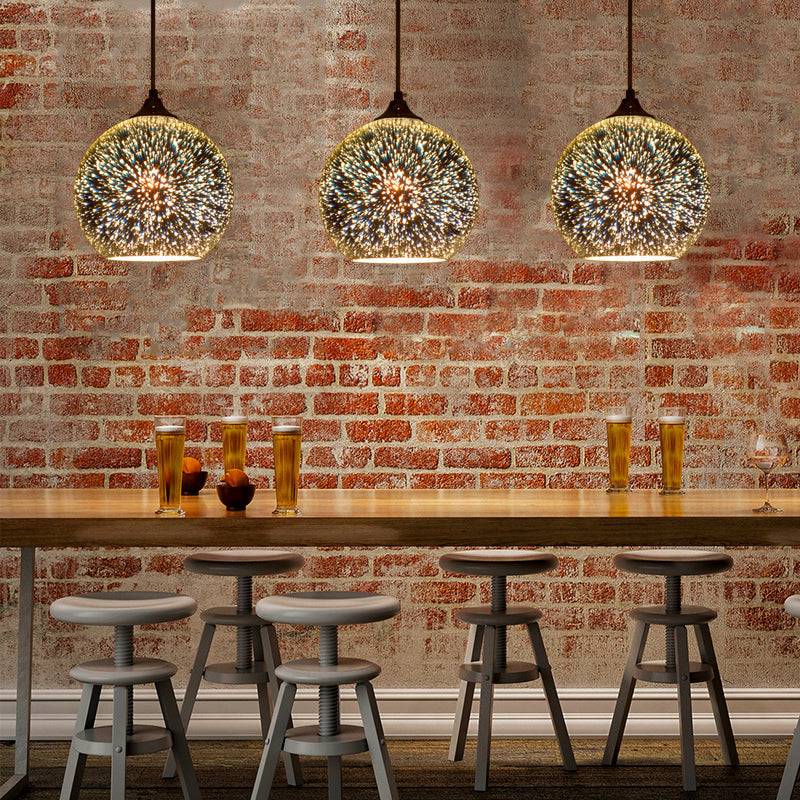 Contemporary 3-D Glass Pendant Lamp - Chrome/Gold 1 Light Multiple Width Options