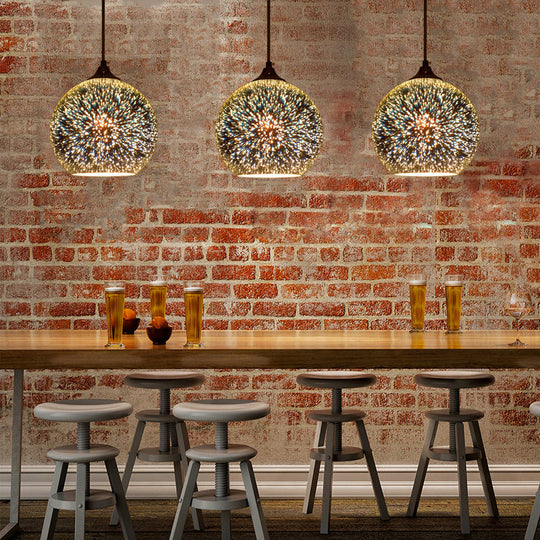 Contemporary 3-D Glass Pendant Lamp - Chrome/Gold 1 Light Multiple Width Options