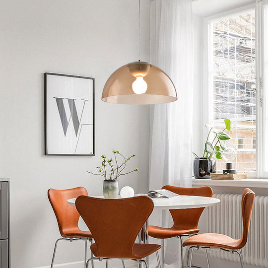 Nordic 1-Light Suspension Pendant With Acrylic Shade - Red/Black/White Dome Ceiling Light Amber