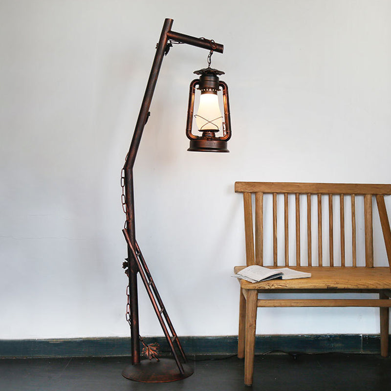 Classic Style Copper Crystal Floor Reading Lamp - Oil Shaped Standing Light 1-Light