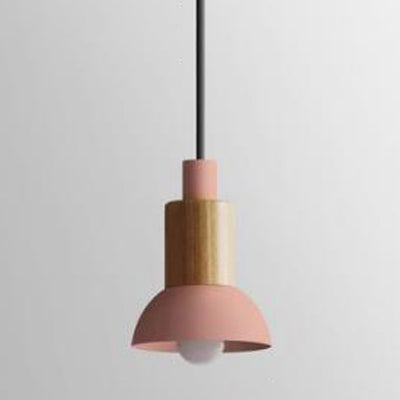 Modern Metal Pendant Light With White/Yellow/Green Dome/Cone/Barrel Shade Pink / Bowl
