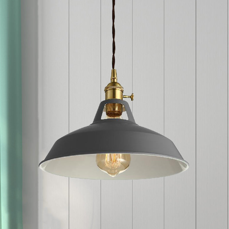 Barn Style Metal Pendant Light with Blue/Green Shade - Perfect for Dining Room