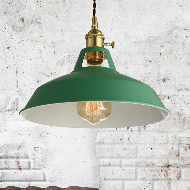 Barn Style Metal Pendant Light with Blue/Green Shade - Perfect for Dining Room