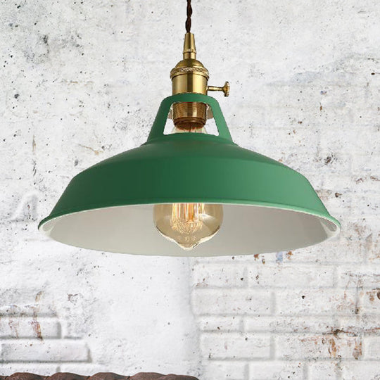 Barn Style Metal Pendant Light with Blue/Green Shade - Perfect for Dining Room
