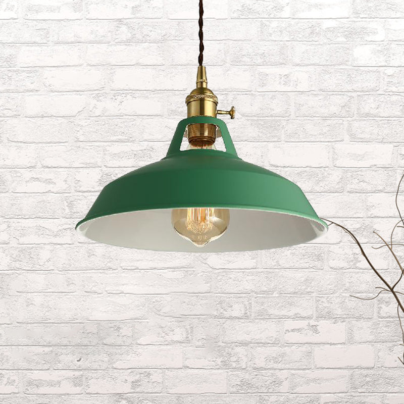 Barn Style Metal Pendant Light with Blue/Green Shade - Perfect for Dining Room