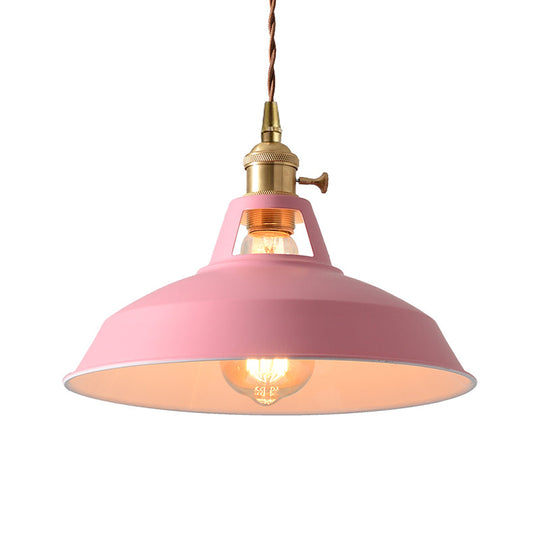 Barn Style Metal Pendant Light with Blue/Green Shade - Perfect for Dining Room