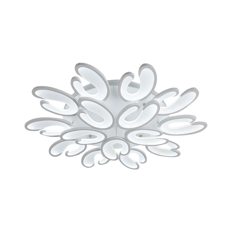 Modern 4/6/9-Head U-Shaped Acrylic Shade Flush Mount Ceiling Light in White – Warm/White/Natural Light