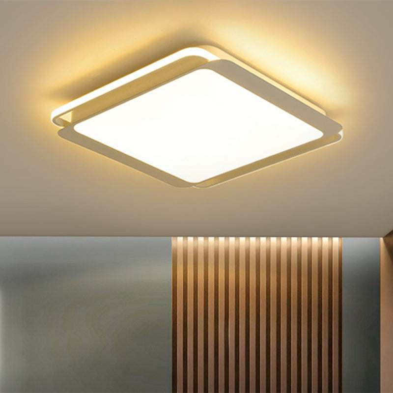 Modern Metal Square Ceiling Flush Mount Light - Led 18/23.5 W White Bedroom Lamp In Warm/White