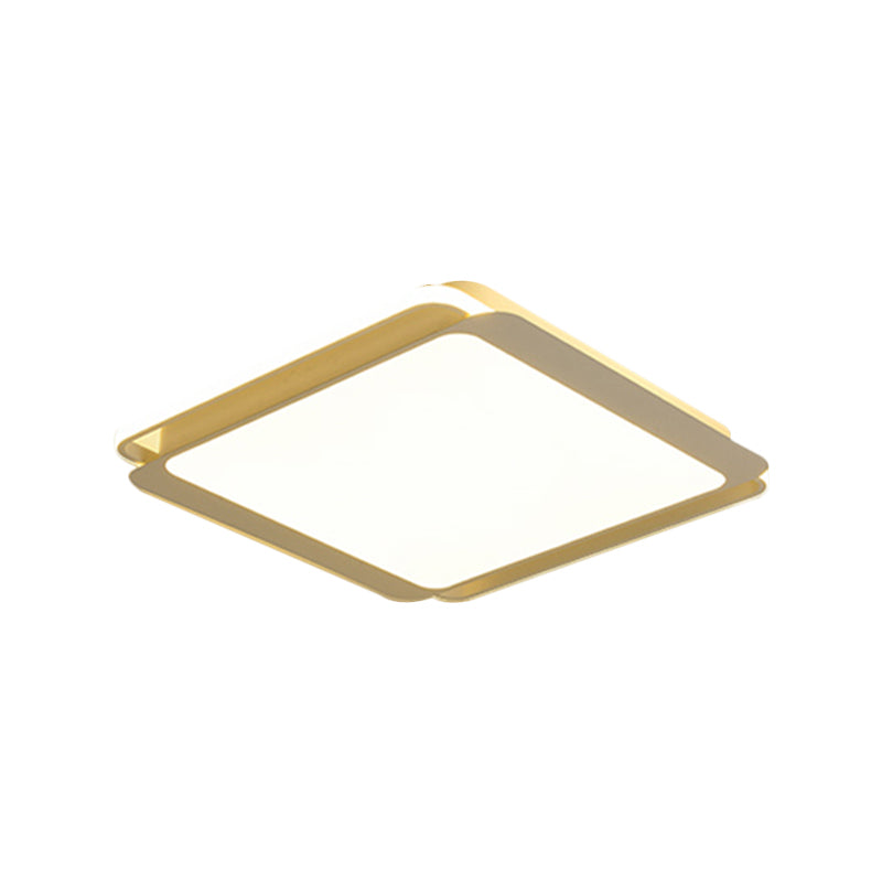 Modern Metal Square Ceiling Flush Mount Light - LED 18"/23.5" W - White Bedroom Lamp in Warm/White