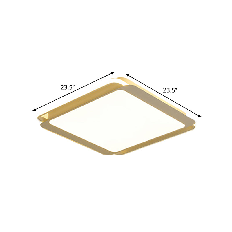 Modern Metal Square Ceiling Flush Mount Light - LED 18"/23.5" W - White Bedroom Lamp in Warm/White