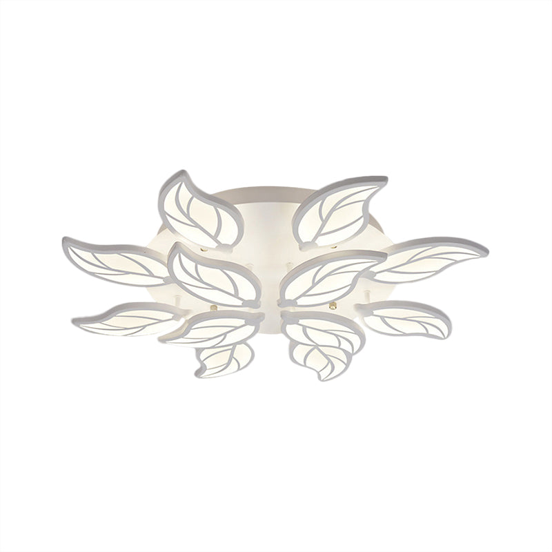 Contemporary Leaf Acrylic Flushmount Light Fixture - LED Ceiling Light in White/Warm/Natural Light (6/9/12 Lights)