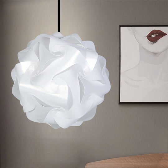 Contemporary Acrylic Globe Hanging Lamp Set - White/Red/Pink, 1-Light Pendant Light, 8"/9"/10" Dia (Pack of 2)