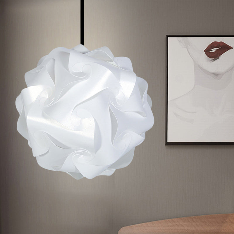 Contemporary Hanging Globe Lamp Set - White/Red/Pink 1-Light Acrylic Ceiling Pendant Light 8/9/10