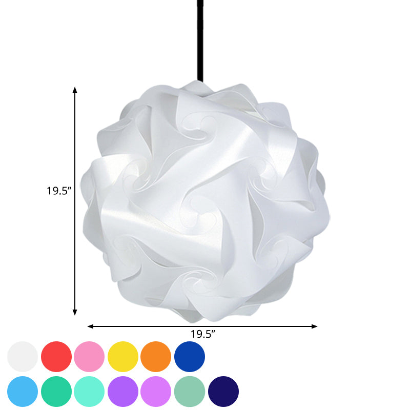 Contemporary Acrylic Globe Hanging Lamp Set - White/Red/Pink, 1-Light Pendant Light, 8"/9"/10" Dia (Pack of 2)