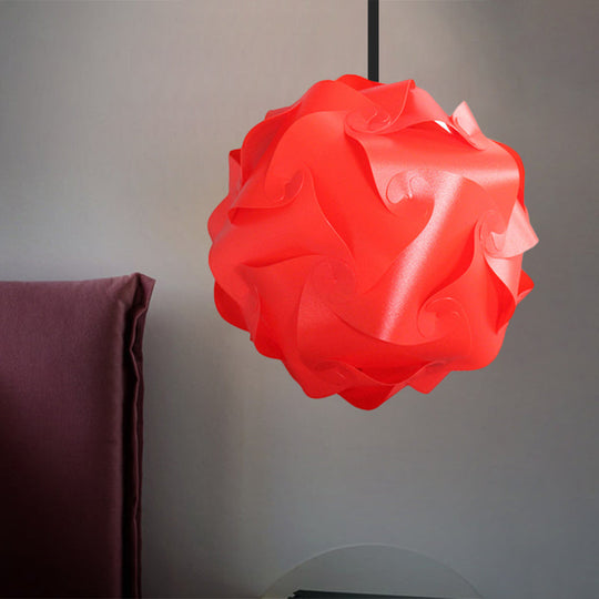 Contemporary Hanging Globe Lamp Set - White/Red/Pink 1-Light Acrylic Ceiling Pendant Light 8/9/10
