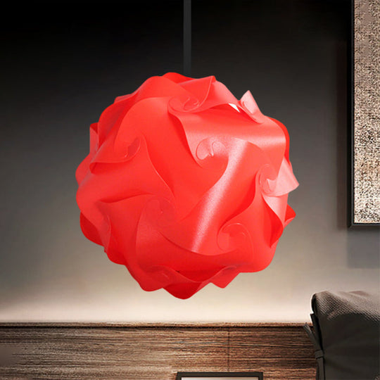 Contemporary Acrylic Globe Hanging Lamp Set - White/Red/Pink, 1-Light Pendant Light, 8"/9"/10" Dia (Pack of 2)