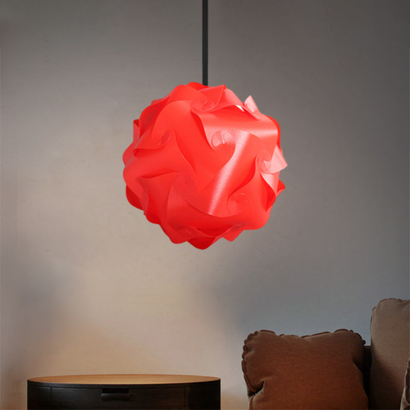 Contemporary Acrylic Globe Hanging Lamp Set - White/Red/Pink, 1-Light Pendant Light, 8"/9"/10" Dia (Pack of 2)
