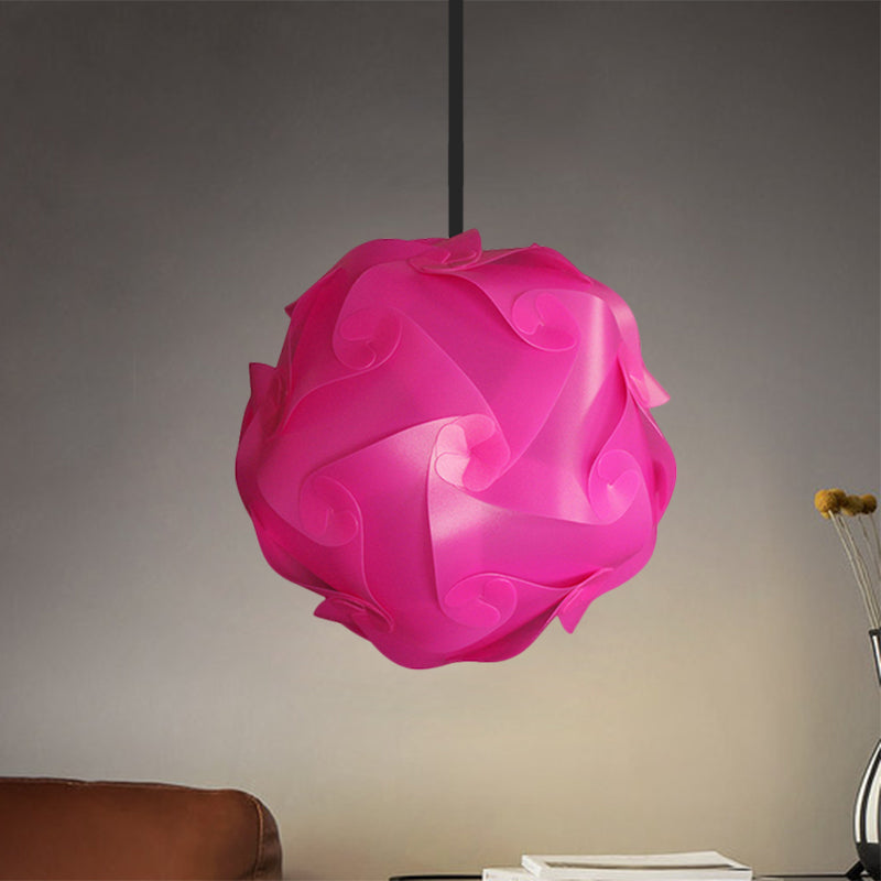 Contemporary Hanging Globe Lamp Set - White/Red/Pink 1-Light Acrylic Ceiling Pendant Light 8/9/10
