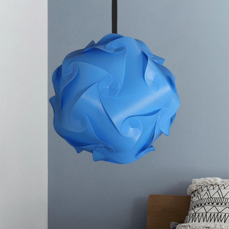 Contemporary Acrylic Globe Hanging Lamp Set - White/Red/Pink, 1-Light Pendant Light, 8"/9"/10" Dia (Pack of 2)