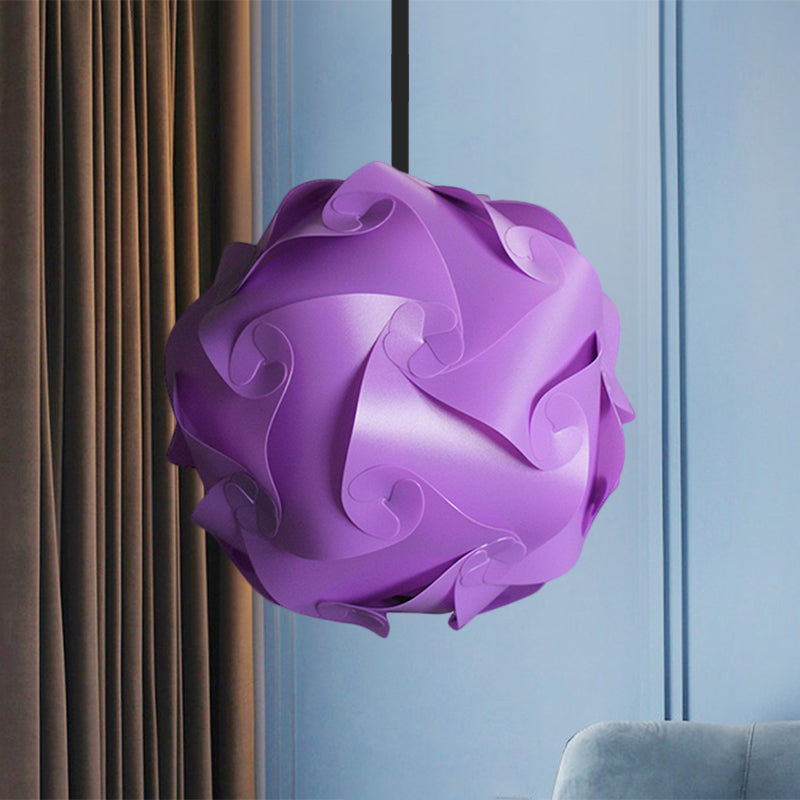 Contemporary Acrylic Globe Hanging Lamp Set - White/Red/Pink, 1-Light Pendant Light, 8"/9"/10" Dia (Pack of 2)