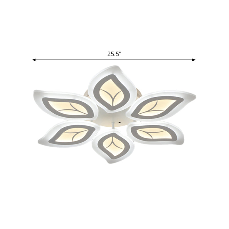Modern Acrylic Leaf Flush Mount Light - 4/6/9-Light LED Ceiling Fixture in Warm/White/Natural Light