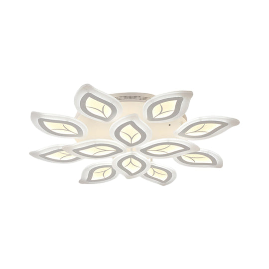 Modern Acrylic Leaf Flush Mount Light - 4/6/9-Light LED Ceiling Fixture in Warm/White/Natural Light