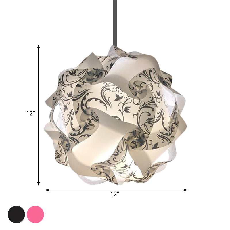 Study Room DIY Hanging Ceiling Light - Black/Red/Blue 1-Light Plastic Drop Pendant